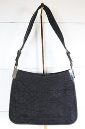 Gucci GG Canvas Shoulder Bag In Black With Leather Trim