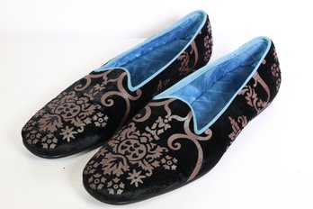 Gucci By Tom Ford Velvet Brocade Print Slippers/loafers