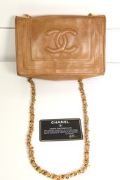 Chanel Light Brown/tan Leather Lambskin Purse Shoulder Bag