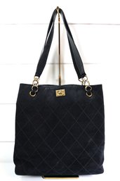 Chanel CC Mark Nubuck Leather Suede Tote Bag Purse