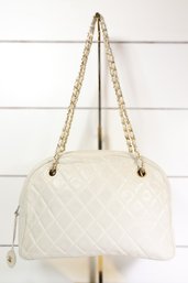 Chanel Mademoiselle Bag In White Quilted Leather With Gold-tone Hardware