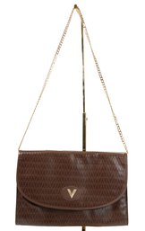 Mario Valentino Brown Monogram Coated Canvas Clutch Bag