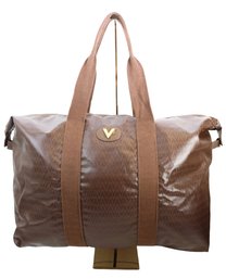 Mario Valentino Travel Duffel Bag Brown PVC Leather