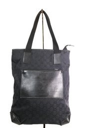 Gucci GG Monogram Black Canvas And Leather Tall Tote Bag Purse