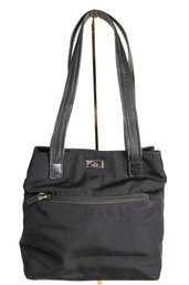 Gucci Black Nylon Tote Bag With Leather Handles Purse Shoulder Bag