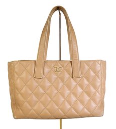 Chanel Wildstitch Leather Tote Bag In Beige Purse Quilt