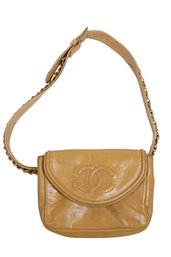 Chanel Vintage Beige Calfskin CC Flap Belt Bag Purse