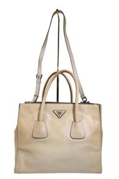Prada Glace Calf Twin Pocket Tote Purse Bag Leather