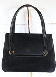 Gucci Black Suede Shoulder Bag Purse Red Interior