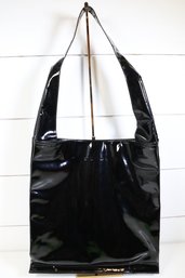 Gucci Black Patent Leather Handbag Tote Purse