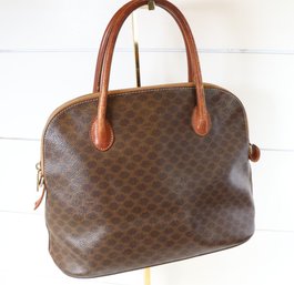 Celine Macadam Canvas And Leather Tote Bag Purse Monogram
