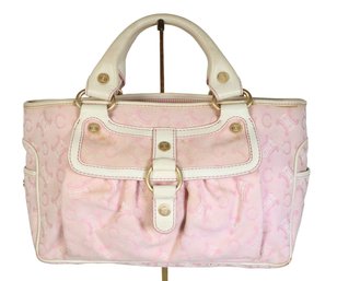 Celine Macadam Boogie Pink Canvas Handbag Leather Monogram