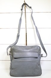 Gucci GG Messenger Crossbody Bag In Grey Leather Purse