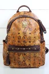MCM Visetos Studded Python Backpack