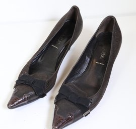 Prada Dark Brown Leather Heels Size 35 1/2