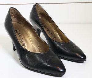 Yves Saint Laurent Black Leather Pump Heels Size 35
