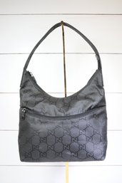 Gucci  Canvas Front Pocket Zip Hobo Handbag Monogram Purse