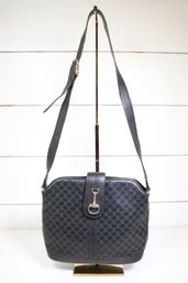 CELINE Macadam Canvas Shoulder Bag Black Purse