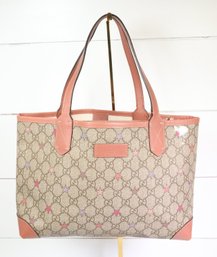 Gucci Beige And Brown STAR Tote Bag With Pouch Handbag Monogram GG Purse