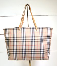 Burberry London Nylon Tote Bag Nova Check Beige Purse
