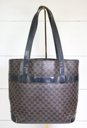 Celine Black/Brown Macadam Handbag Coated Canvas Tote Purse