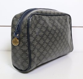 Celine Macadam Navy Blue Pouch Makeup Cosmetic Bag