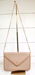 Celine Macadam Pattern Clutch Bag With Beige Trim Purse