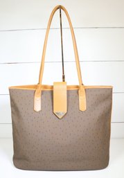 Yves Saint Laurent Brown Printed Tote Bag YSL Purse PVC Body Leather Trim