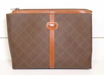 BALLY Vintage Brown Coated Canvas Leather Toiletry Travel Weekender Bag