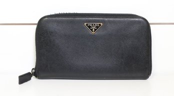 Prada  Saffiano Lux Leather Continental Wallet Black