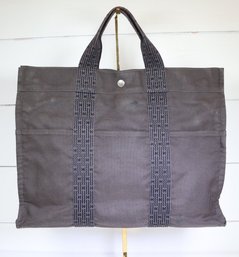 Herms  Toile Herline MM Top Handle Tote Bag
