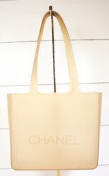 Chanel Jelly Logo Tote Neutrals Rubber Handbag Vintage Purse