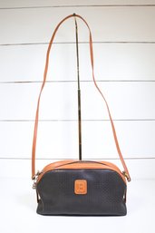 Bally Vintage B Logo Embossed PVC Leather Shoulder Bag Black Purse