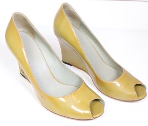 Gucci Green Patent Leather Pump Peep-Toe Heels Size 36 1/2 C
