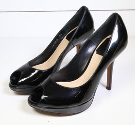 Christian Dior  Patent Leather Pumps Black Peep Toe Heel Size 35 D