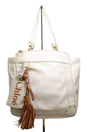 Chloe Eden Tote Bag Leather White Gold Purse