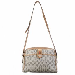 Gucci Plus GG Coated Canvas Crossbody Shoulder Bag Handbag Purse Beige