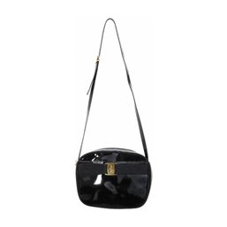 Salvatore Ferragamo Vara Bow Patent Leather Crossbody Shoulder Bag Handbag Black