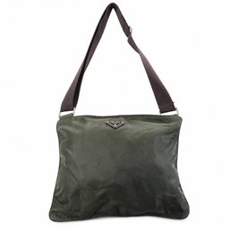 Prada Nylon Tessuto Flat Crossbody Messenger Bag Shoulder Bag Olive Green