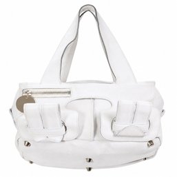 Chloé White Leather Satchel Shoulder Bag Handbag Purse Top Handle