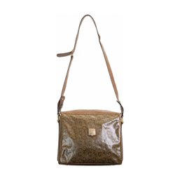 Celine Macadam Monogram Coated Canvas Leather Crossbody Shoulder Bag Handbag Purse Brown