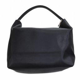 Fendi Pequin Stripe Black Nylon Canvas Shoulder Bag Hobo Handbag Purse