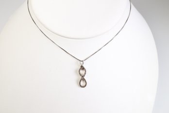 Diamond Pendant Sterling Silver 925 Box Chain Necklace Infinity