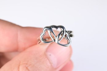 TIFFANY&Co. Ring Triple Heart Sterling Silver 925  Vintage