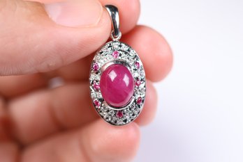 Platinum, Natural Ruby & Diamond Pendant 5.07ctw, 5.53 Grams Jewelry Gemstone Diamonds