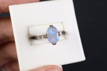 Australian Opal Sterling Silver 925 White Gold Plated Ring