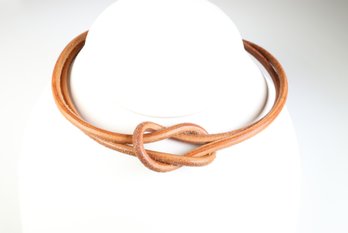 Hermes Hercule Creed Leather Choker & Bracelet Unisex Gold Hardware