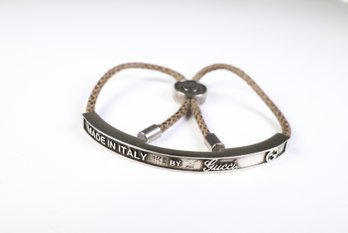 Gucci 925 Sterling Silver ID Cord Slider Wrap Bracelet