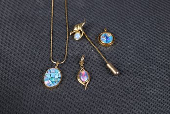 Gold Plated Opal Mosaic Triplet Lot