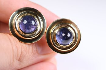18k Yellow Gold, No Heat Natural Color Change Sapphire Cufflinks 13.71ctw, 30.3 Grams Jewelry Gemstones